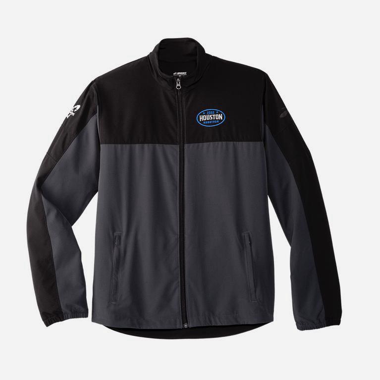 Brooks Houston22 Event 2.0 Israel - Men's Running Jackets - Black/grey/Asphalt/26.2 Houston (82539-I